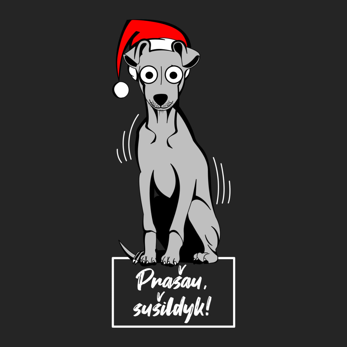 Juodi UNISEX kalėdiniai marškinėliai "Prašau sušildyk"