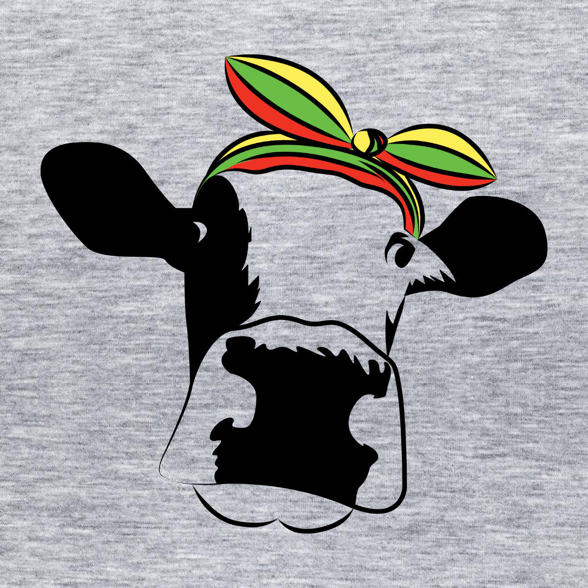 Pilki melanžiniai UNISEX marškinėliai "Lietuvos karvė"