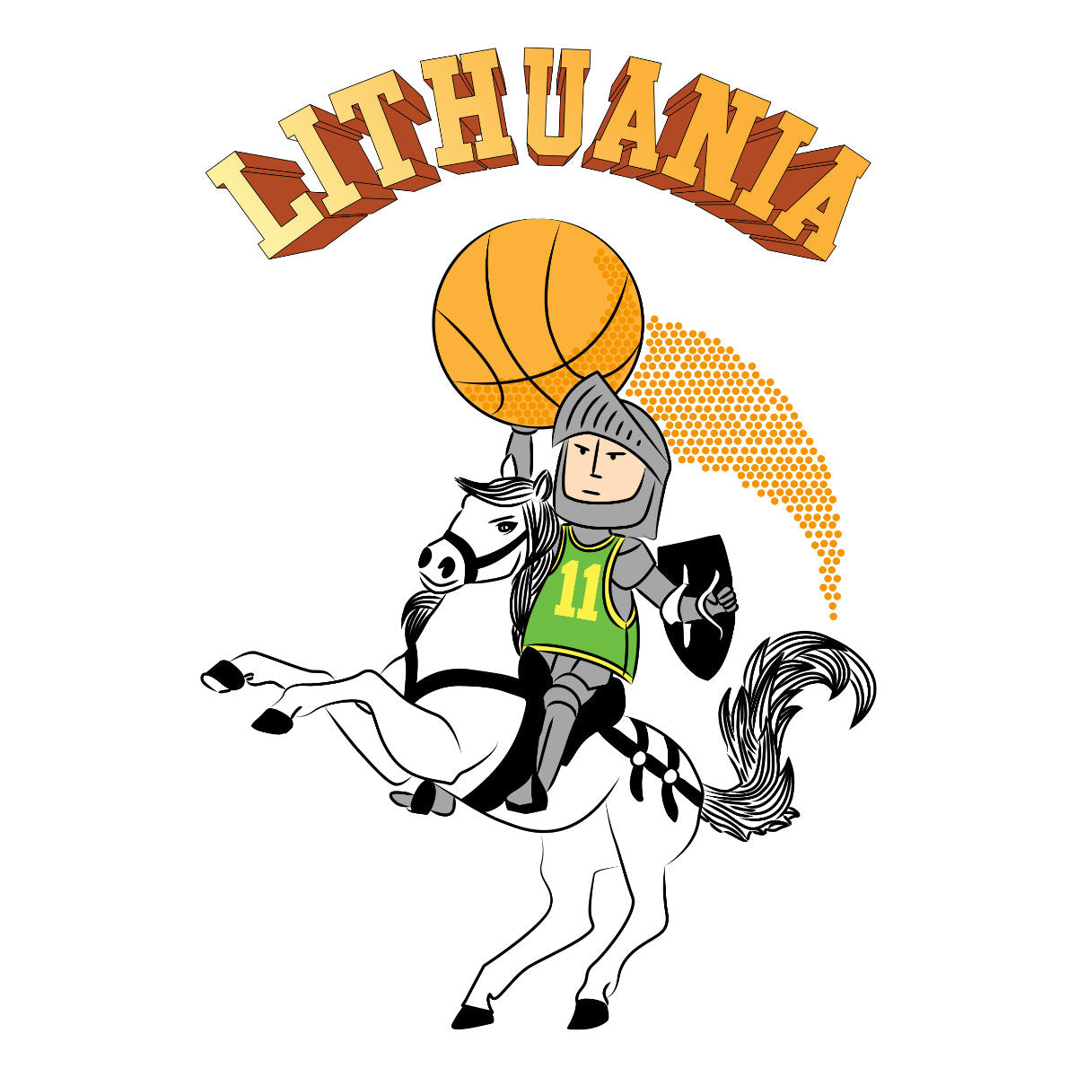 Balti UNISEX marškinėliai "Lietuvos krepšinio herojus"