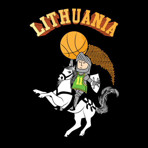 Juodi vaikiški marškinėliai "Lietuvos krepšinio herojus“