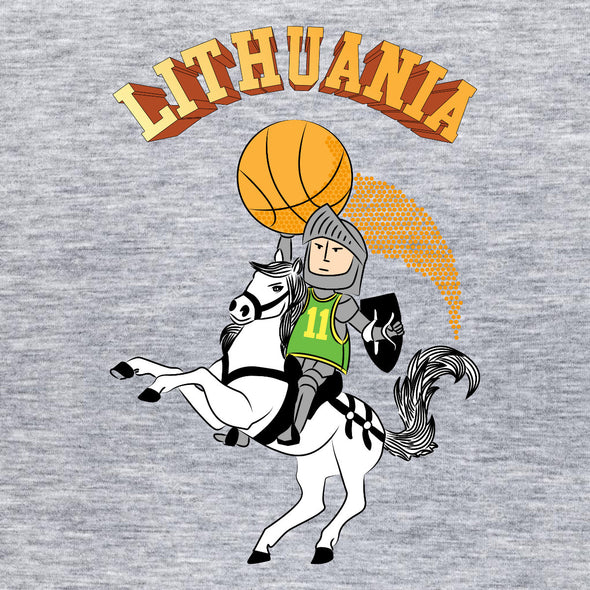 Pilki melanžiniai UNISEX marškinėliai "Lietuvos krepšinio herojus"