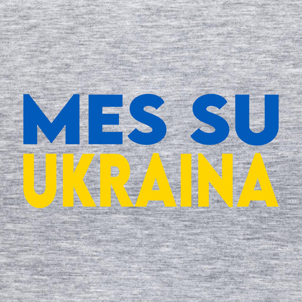 Pilkas melanžinis džemperis be gobtuvo "Mes su Ukraina"