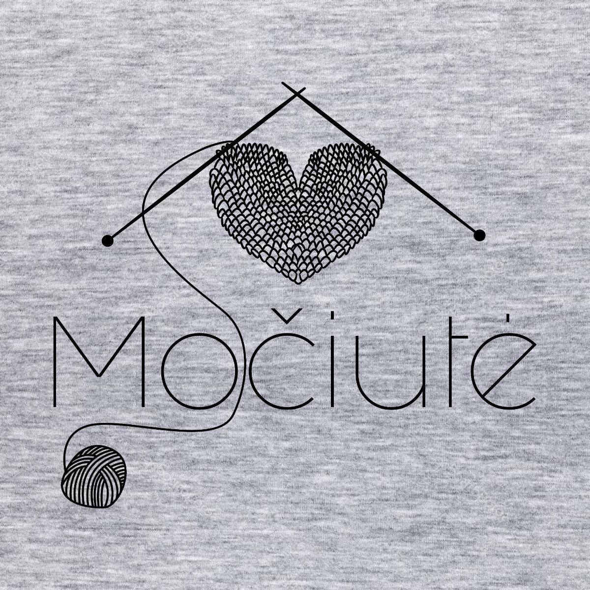 Pilki melanžiniai unisex marškinėliai "Močiutės mezginys“