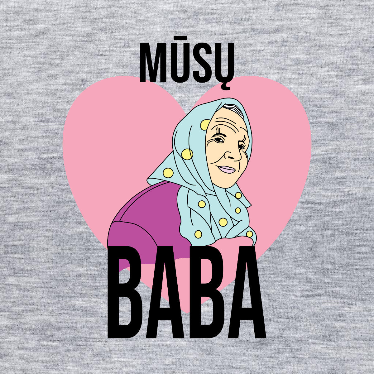 Pilki melanžiniai unisex marškinėliai "Mūsų baba“