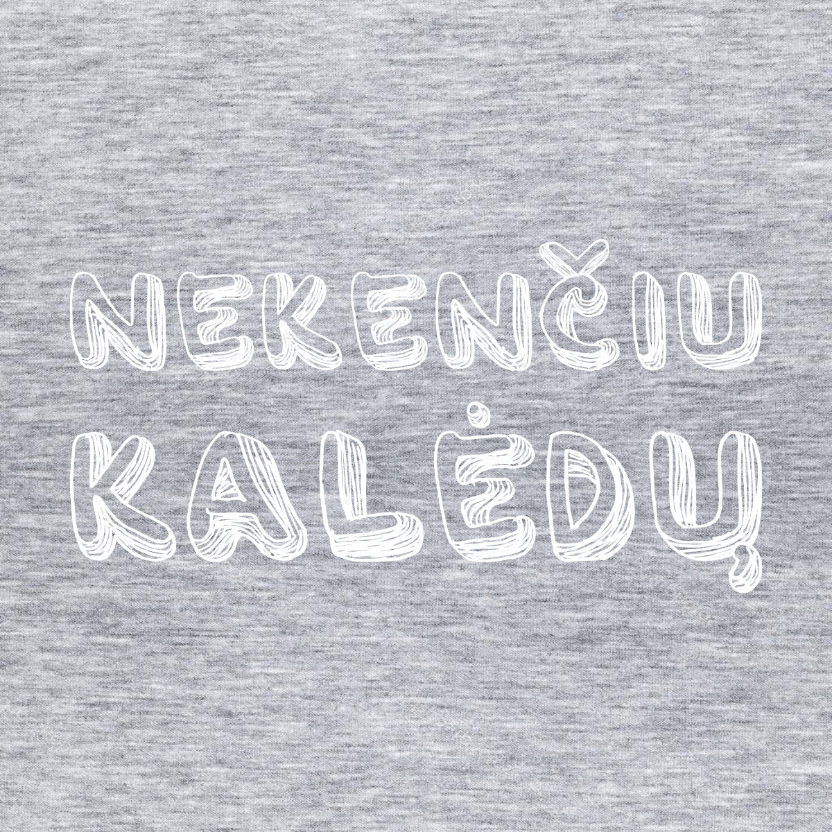 Pilkas melanžinis džemperis su gobtuvu "Nekenčiu Kalėdų"