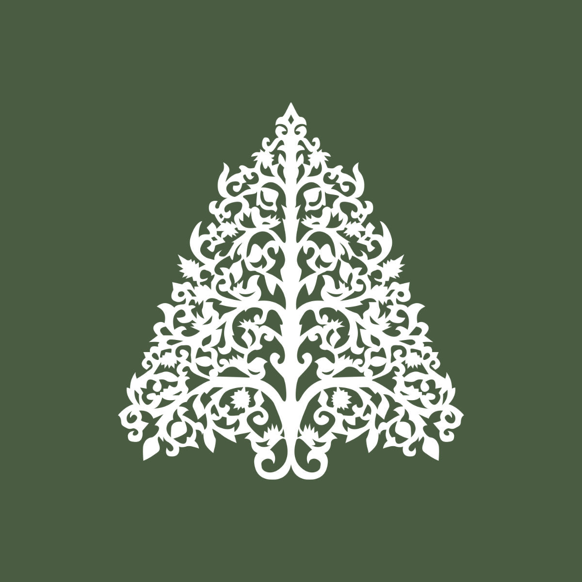 Tamsiai žali UNISEX kalėdiniai marškinėliai "Ornamentinė eglutė"