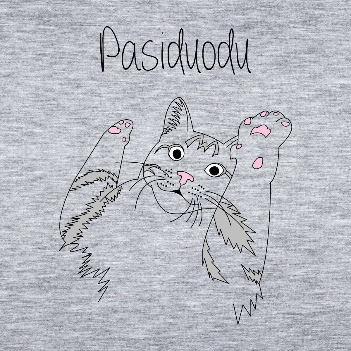 Pilkas melanžinis UNISEX džemperis be gobtuvo "Pasiduodu"