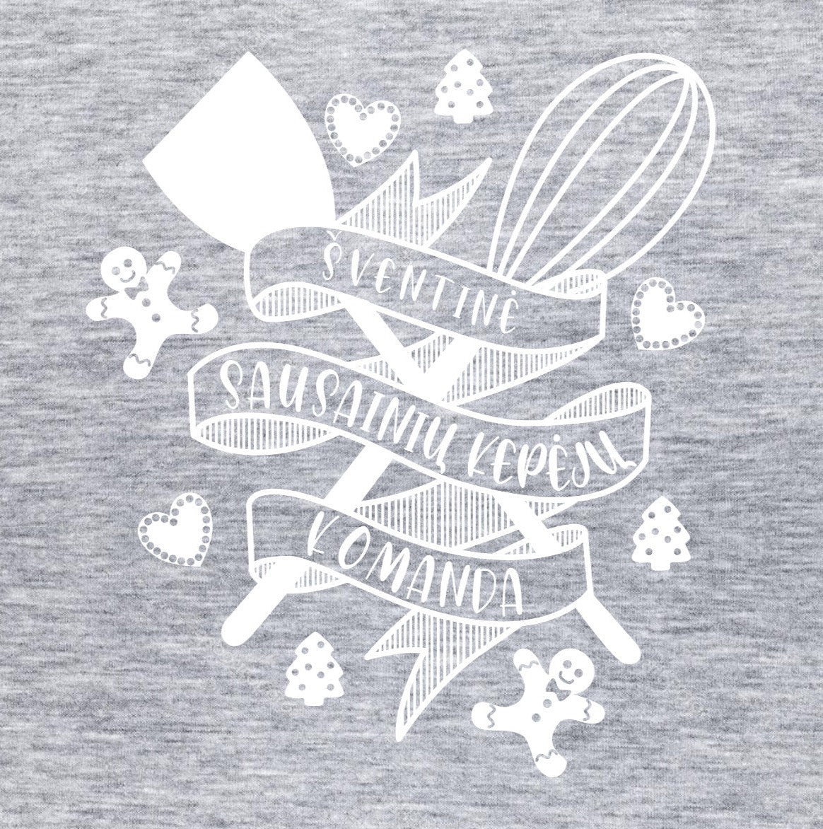 Pilki melanžiniai UNISEX marškinėliai "Sausainių kepejai"