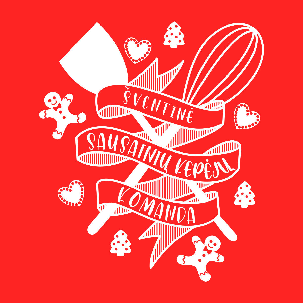 Vaikiškas raudonas kalėdinis džemperis "Sausainiu kepejai"