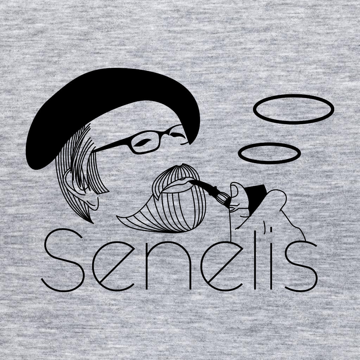 Pilki melanžiniai marškinėliai su užrašu "Senelis su pypke"