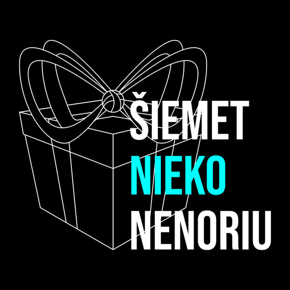 Juodas UNISEX džemperis be gobtuvo "Šiemet nieko nenoriu"