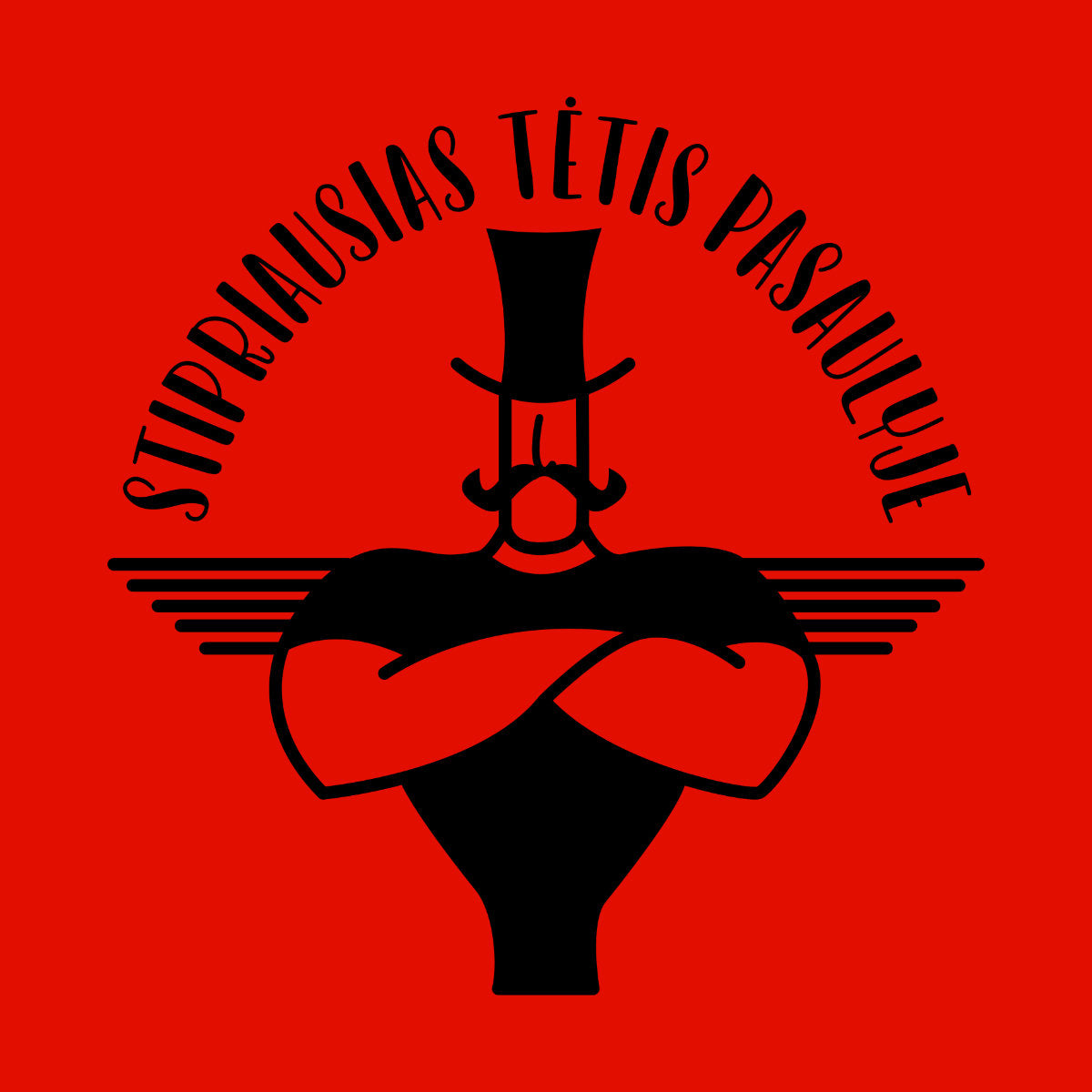 Raudonas džemperis be gobtuvo su juodu marginimu "Stipriausias tėtis pasaulyje"