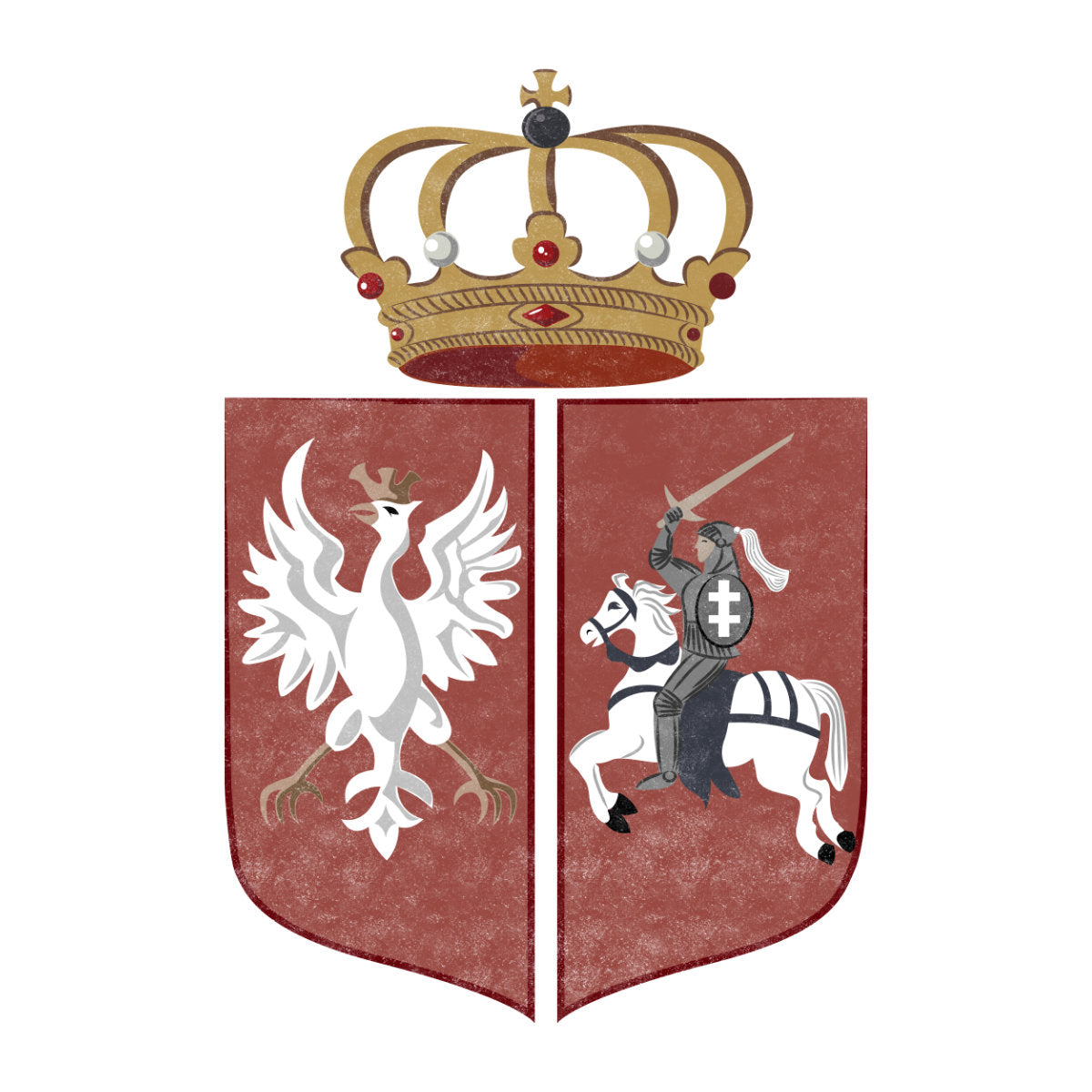 Balti UNISEX marškinėliai "Sukilimo herbas“
