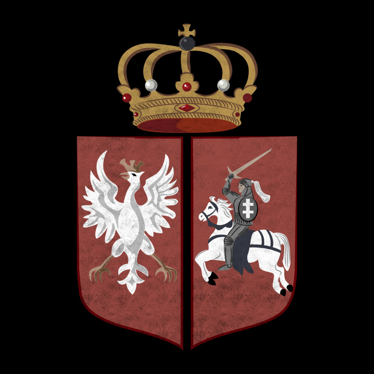 Juodi UNISEX marškinėliai "Sukilimo herbas“