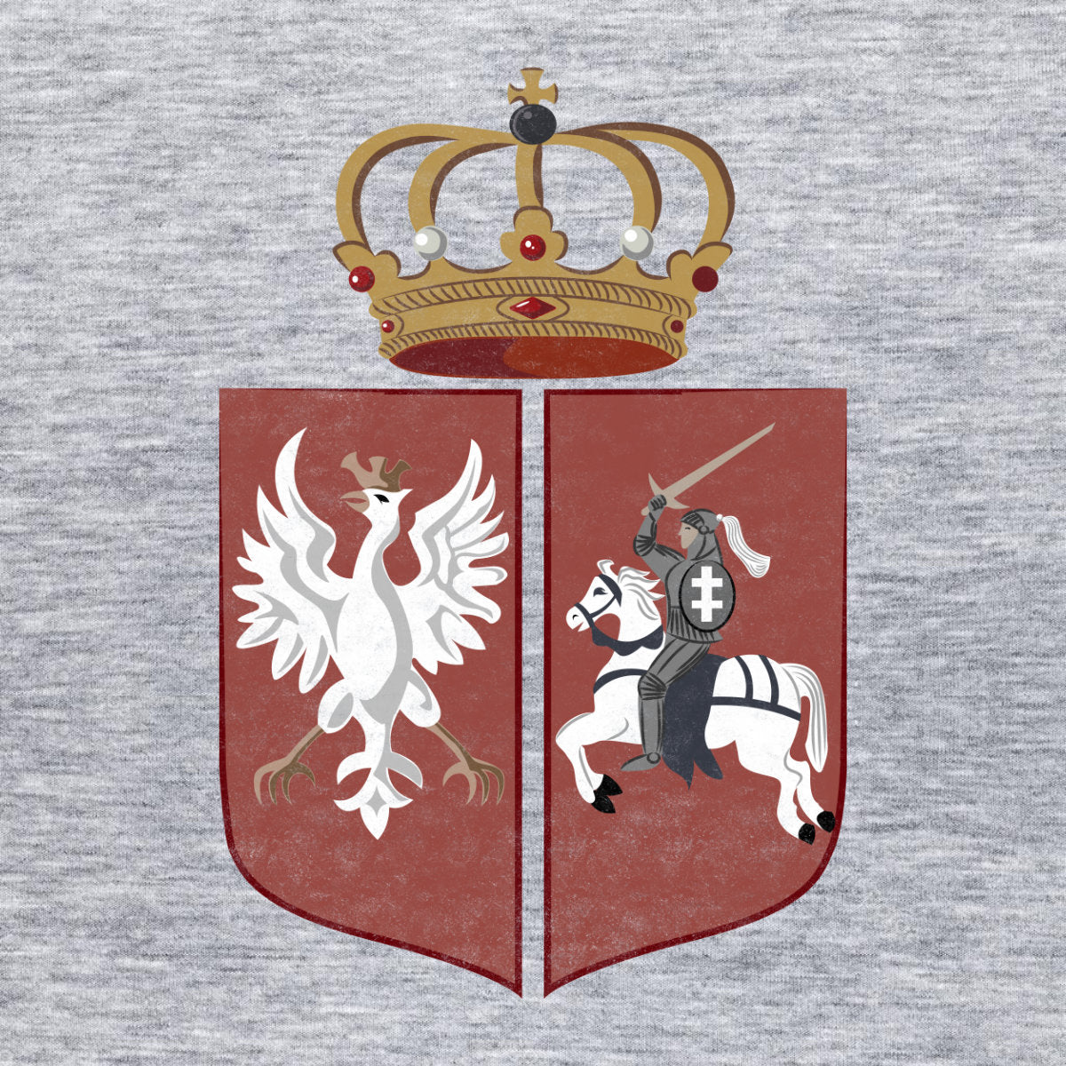 Pilki melanžiniai UNISEX marškinėliai "Sukilimo herbas"