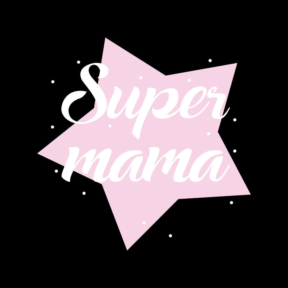 Juodi moteriški marškinėliai "Super mama su žvaigžde"