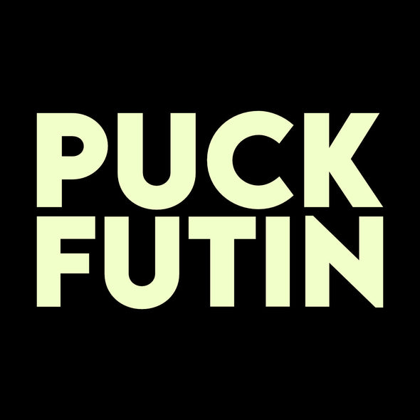 Juodi polo marškinėliai su tamsoje švytinčiu marginimu "Puck futin“