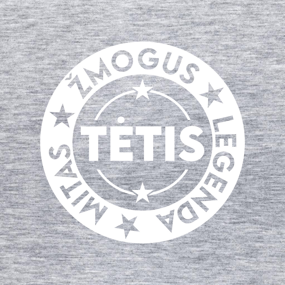 Pilkas melanžinis džemperis be gobtuvo su baltu marginimu "Tėčio emblema"