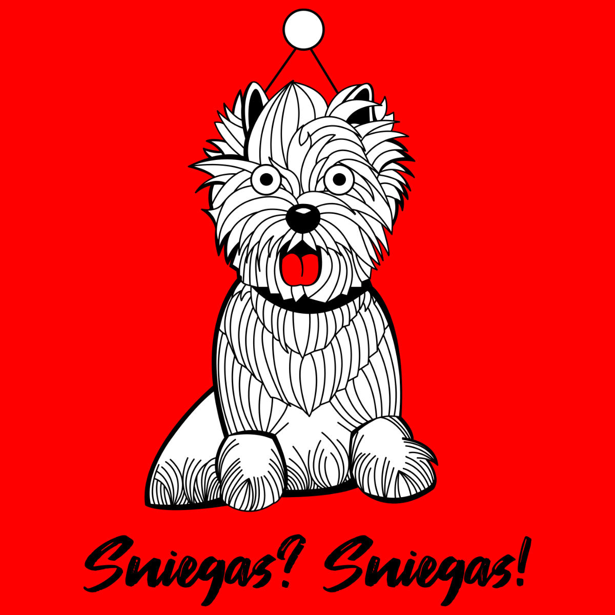 Raudoni UNISEX kalėdiniai marškinėliai "Sniegas? Sniegas!"