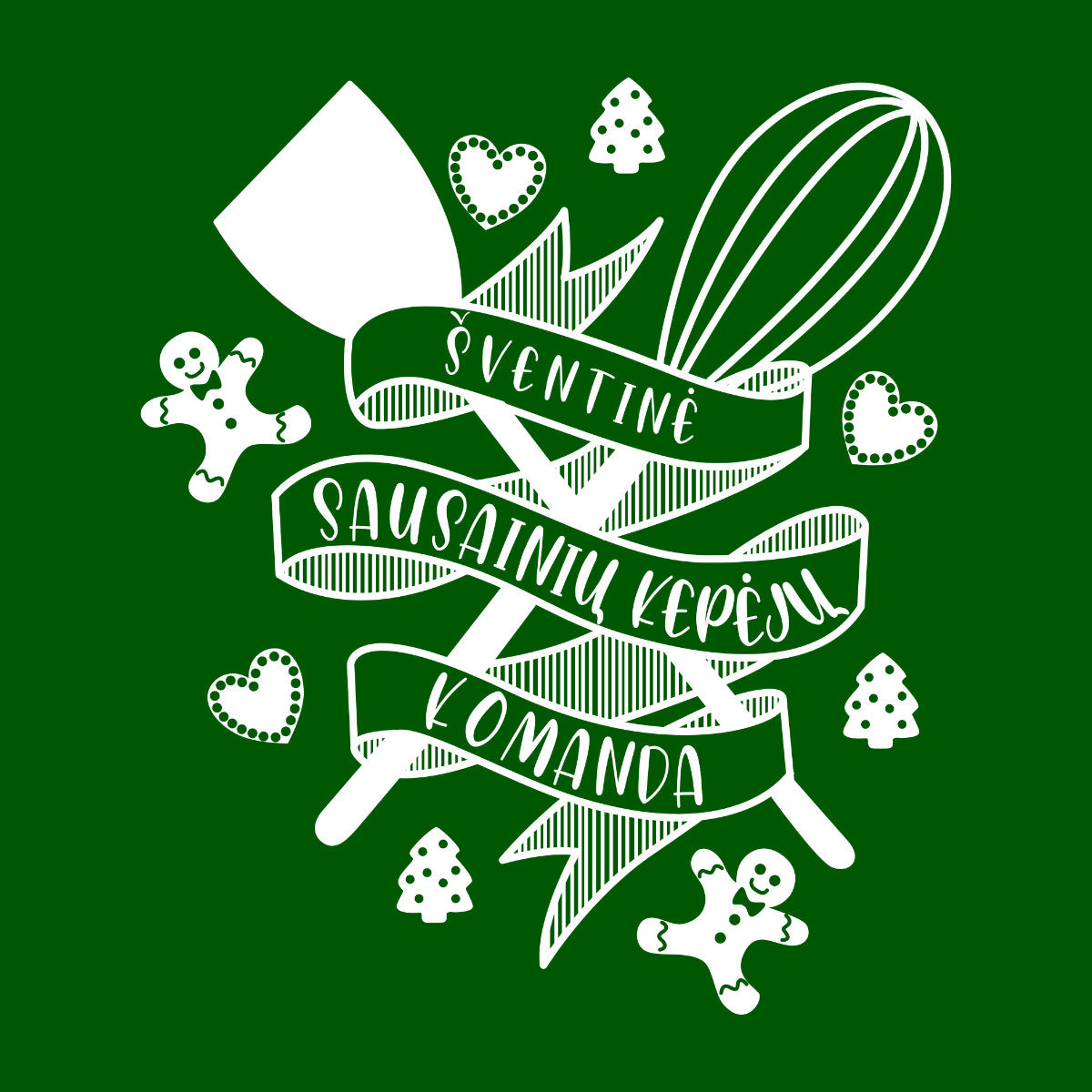 Tamsiai žali UNISEX marškinėliai "Sausainių kepejai"