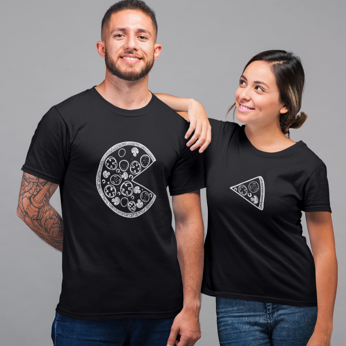 Juodi unisex marškinėliai poroms "PICA“ Vyriškas dizainas