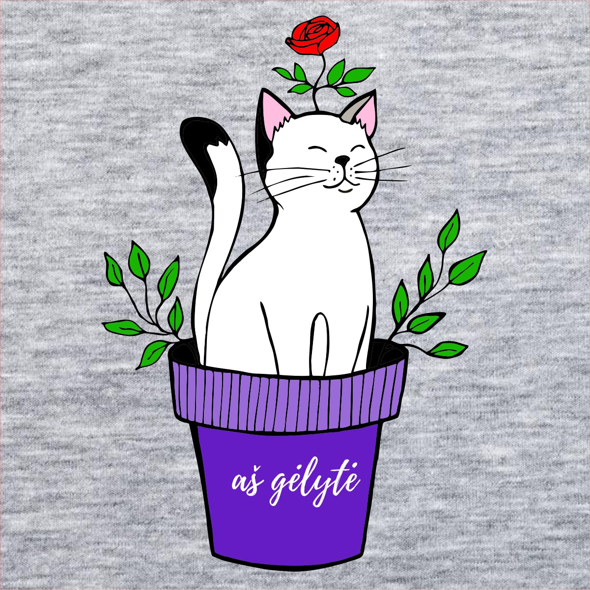 Pilkas UNISEX džemperis be gobtuvo "Aš gėlytė"