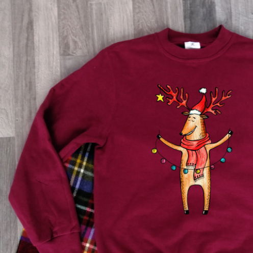 Burgundiškas kalėdinis džemperis "Briedis"