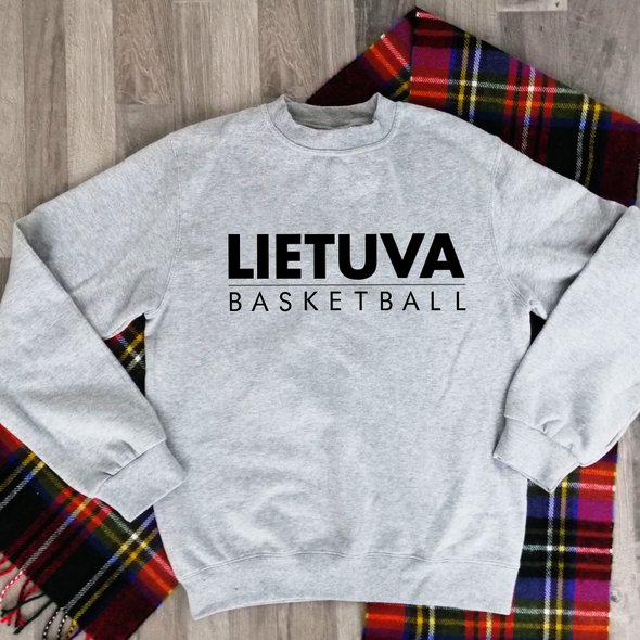 Pilkas džemperis be gobtuvo "Lietuva basketball juodas"