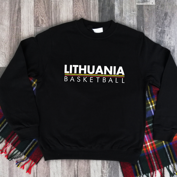Juodas džemperis be gobtuvo "Lithuania basketball"
