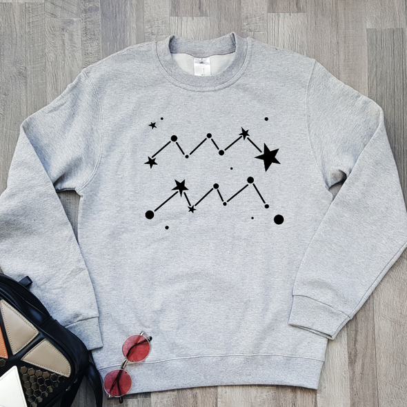 Pilkas džemperis be gobtuvo "Vandenis zodiakas"