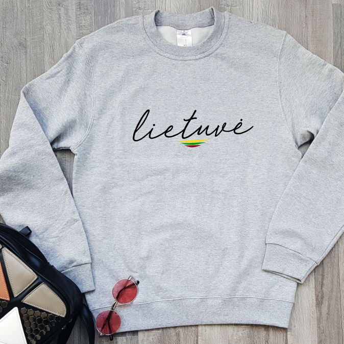 Pilkas džemperis be gobtuvo "Lietuvė" (XS dydis) ŠIURPNAČIO PASIŪLYMAS