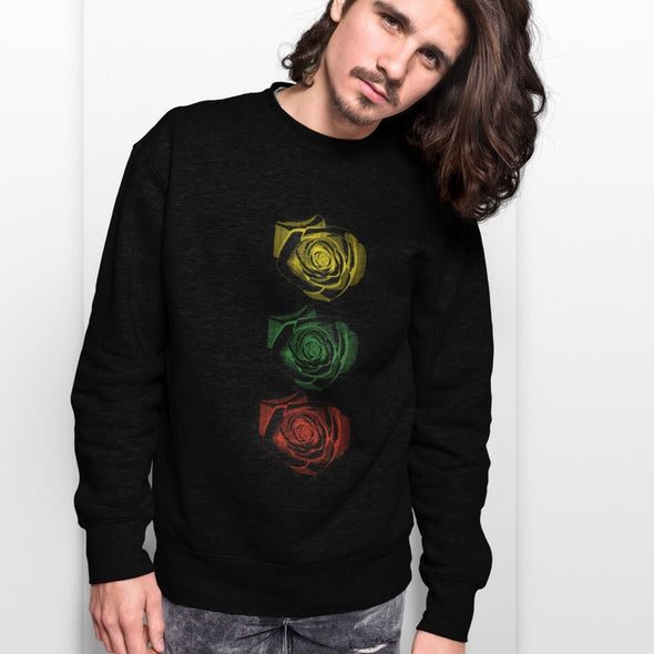 Juodas UNISEX džemperis be gobtuvo "Trys rožės"