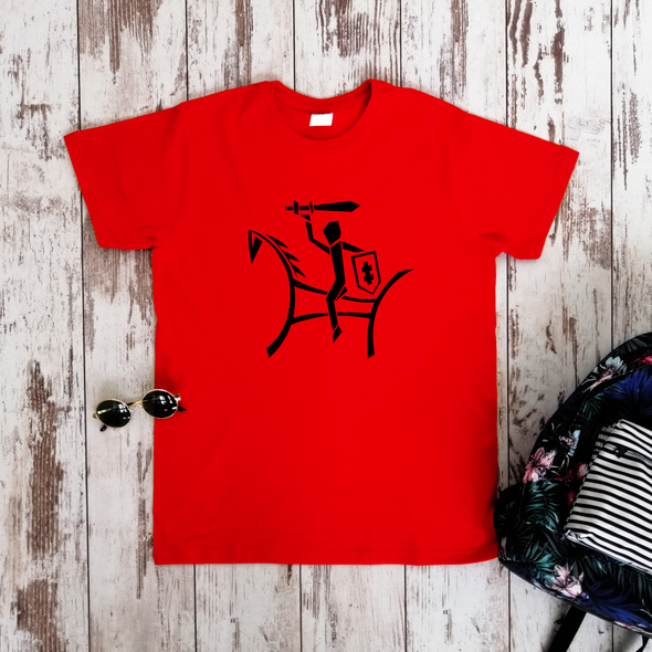 Raudoni UNISEX marškinėliai "Abstraktus vytis"