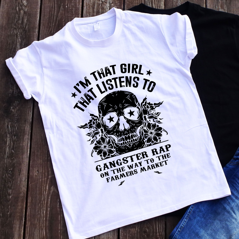 Balti marškinėliai "Gangster rap“