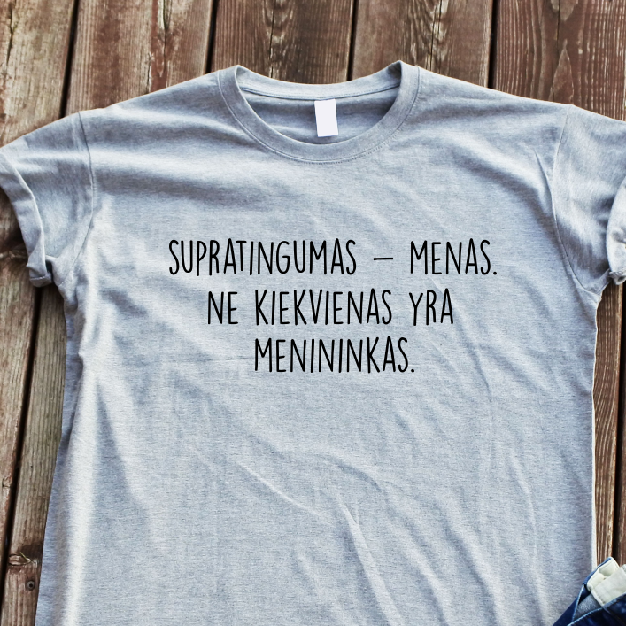 Pilki marškinėliai "Boso supratingumas" Pagaminta prekė (M)