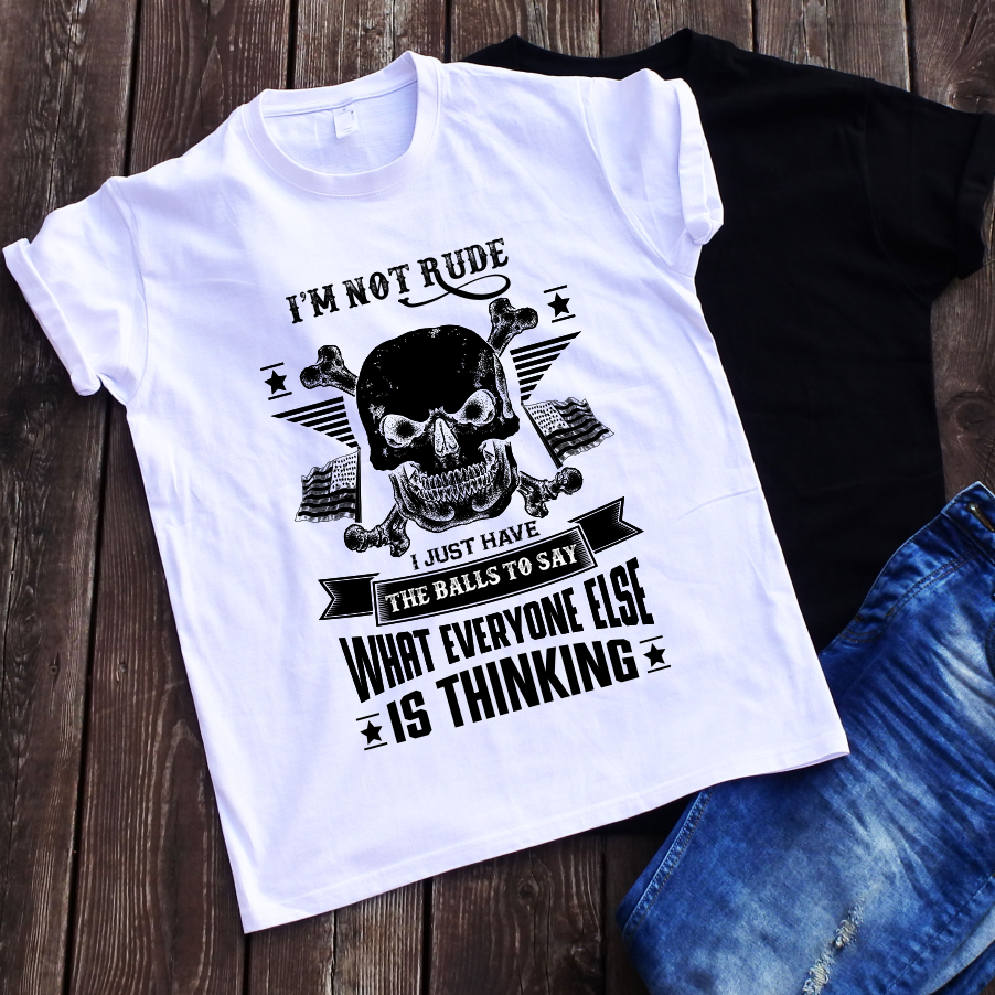 Balti marškinėliai "I'm not rude“