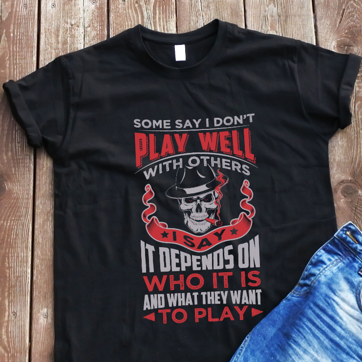 Juodi marškinėliai "Play well“