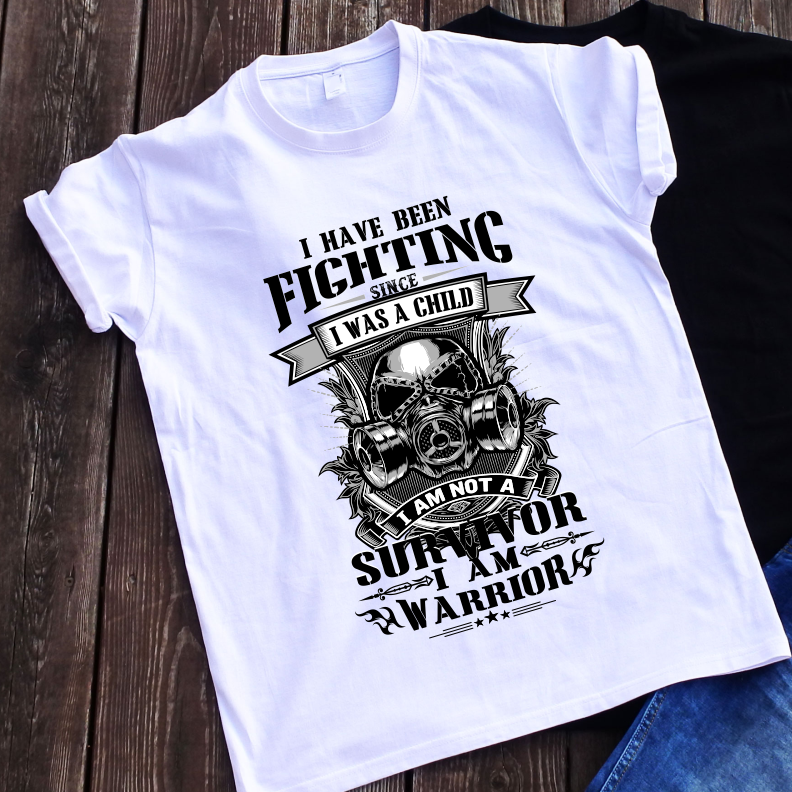 Balti marškinėliai "Warrior“