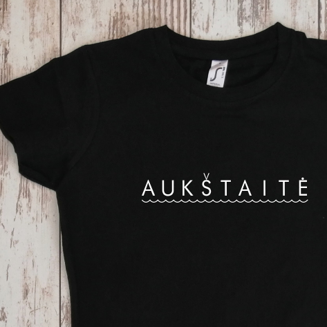 Juodi moteriški marškinėliai "Aukštaitė"