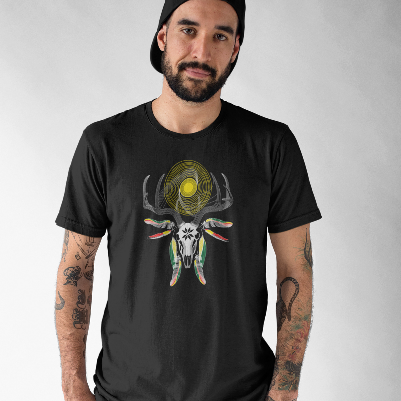 Juodi UNISEX marškinėliai "Elnias devyniaragis. Naktis"