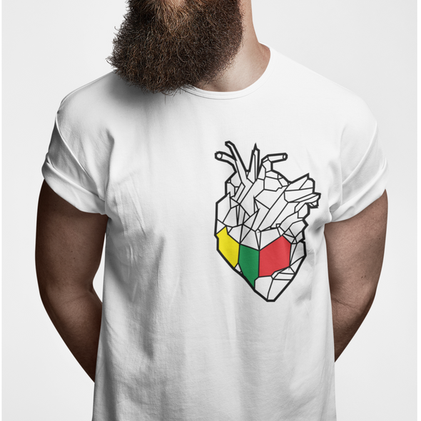 Balti UNISEX marškinėliai "Geometrinė širdis"