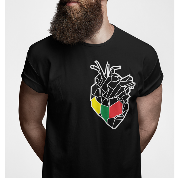 Juodi UNISEX marškinėliai "Geometrinė širdis"