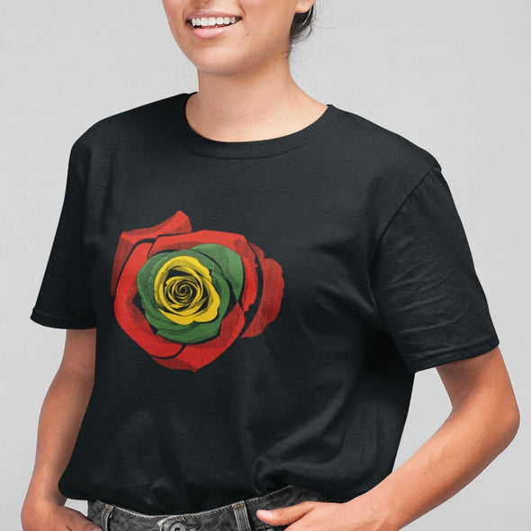 Juodi UNISEX marškinėliai "Lietuvos rožė"