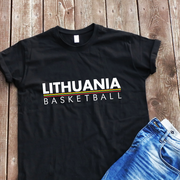 Juodi unisex marškinėliai "Lithuania basketball"