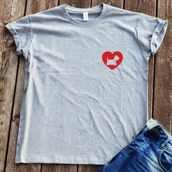 Pilki UNISEX marškinėliai "Šuo širdyje"