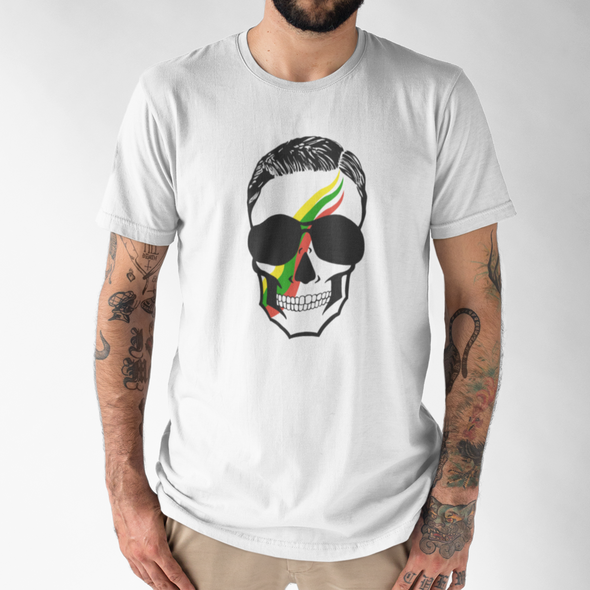 Balti UNISEX marškinėliai "Vyriška kaukolė"