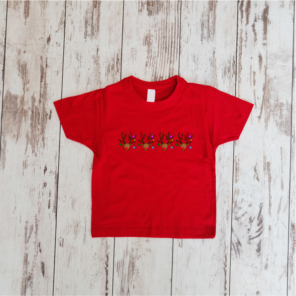 Raudoni vaikiški marškinėliai "Briedžiukai“
