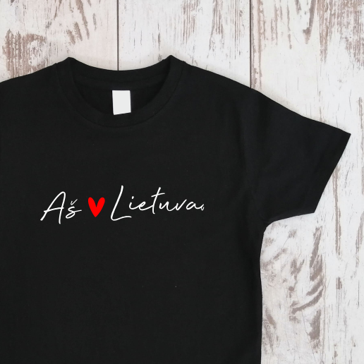 Juodi vaikiški marškinėliai "Meilė Lietuvai"