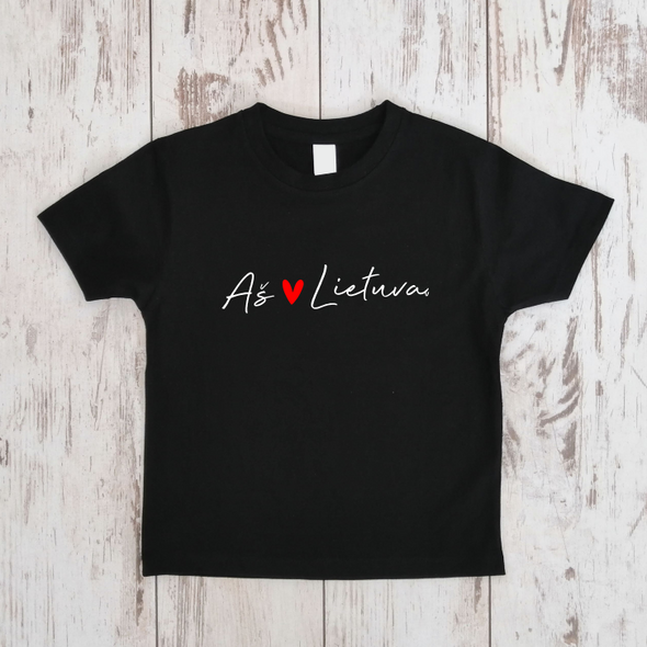 Juodi vaikiški marškinėliai "Meilė Lietuvai"