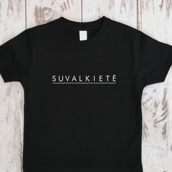 Juodi vaikiški marškinėliai "Suvalkietė"